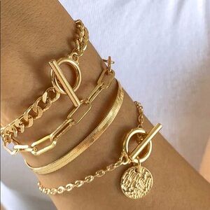 4 piece gold bracelet set